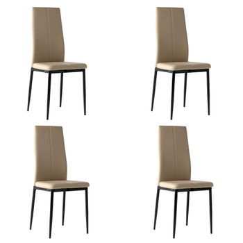 4 Sillas Polipiel Brea Color Capuchino Comedor Salón Cómodas Y Estilo Moderno 98x42x47