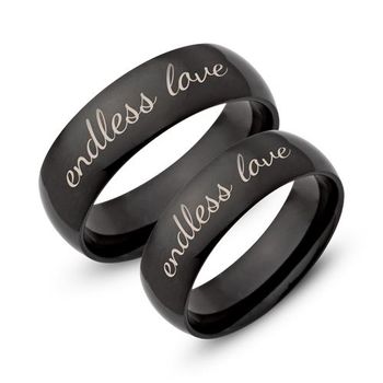 Alianzas de boda alianzas de boda de acero inoxidable con grabado láser