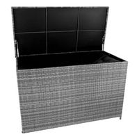 baul jardin ratan 996l gris impermeable con ruedas y tapa hidraulica