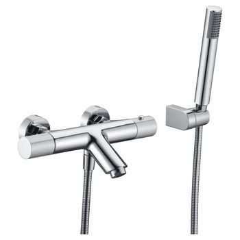 Grifo Banera-ducha Termostático Cromado En Latón Y Zama Con Tubo Metálico 180 Cm