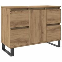 mueble de lavabo madera de ingenieria roble artisan 80x33x60 cm vidaxl