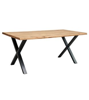 Mesa comedor roble salvaje y patas metal 'x' 160x90 cm