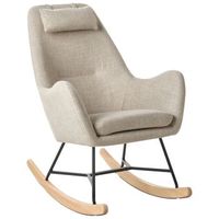 silla mecedora tapizada en tela beige patas de metal patines de madera estilo moderno arrie