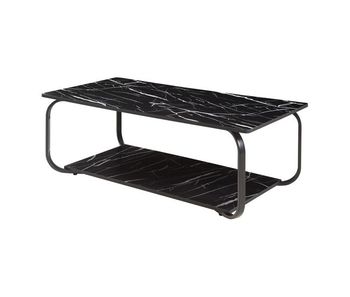 Mesa de centro kolta acero 120x60x43 cm - efecto mármol negro [en.casa]