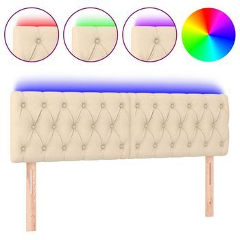 Cabecero Con Led De Tela Color Crema 144x7x78/88 Cm Vidaxl