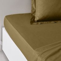 sabana bajera ajustable 100 algodon calidad 144 hilos en colores lisos bronce 160x200cm