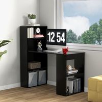 escritorio de computadora con estanteria de almacenamiento mesa reversible para oficina dormitorio negro 122 x 51 x 122 cm cfw74449