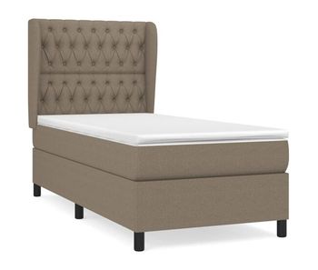 Cama box spring con colchón tela gris taupe 90x200 cm diseño de botones