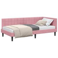 cama individual  cama para adulto  estructura de cama en esquina rosa 100 cm x 200 cm terciopelo