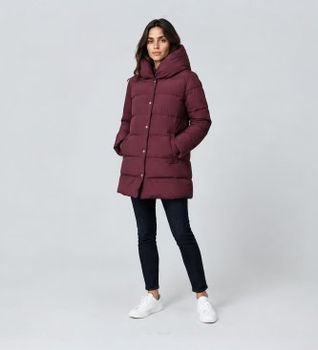 Lauren Ralph Lauren para mujer. 297962420004 Abrigo de plumas con capucha granate (M), Casual, Poliéster