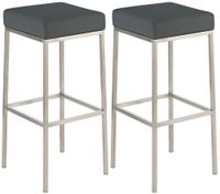 set de 2 taburetes de bar con reposapies en simil cuero gris