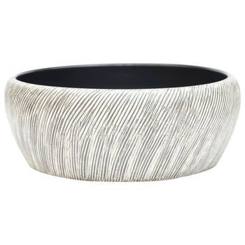 Lavabo De Baño Moderno | Lavabo Sobre Encimera Redondo Cerámica Negro Y Gris Φ41x14 Cm
