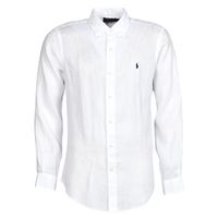 polo ralph lauren camisa manga larga camisa de corte recto en lino para hombre