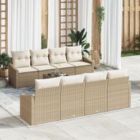 juego de sofas de jardin de 9 piezas con cojines beige ratan sintetico v2379 unico  beige