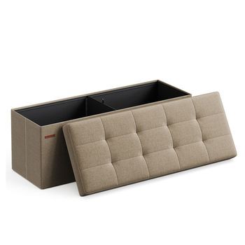 Banco De Almacenamiento Plegable De Lino Mdf Compacto - Topo Claro