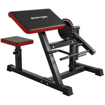 SPORTNOW Máquina de Bíceps y Tríceps 2 en 1 Banco de Curl Predicador con Asiento Ajustable en Altura para Gimnasio Casa