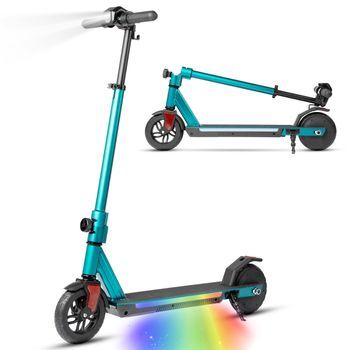 Scooter Infantil Plegable Verde Para Niños A Partir De 10 Años, 14km/h, Luces Led.