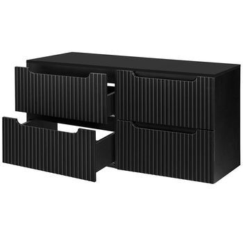 Mueble Bajo Para Doble Lavabo Newport De Pared Con 4 Cajones Mdf 120x60x40 Cm - Negro