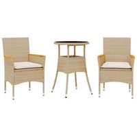 set comedor jardin 3 uds  mueble jardin mesa y sillas cojines ratan sintetico vidrio beige