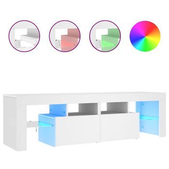 Mueble De Tv Con Luces Led Blanco 140x36,6x40 Cm Vidaxl