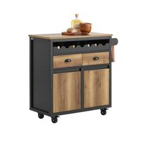 carrito auxiliar de cocina con 2 cajones y 2 puertas carro multiusos de servicio comedor con 4 ruedas 1 toallero y 1 soporte para botella industrial 89 x 39 x 87 cm fkw122-sch sobuy es