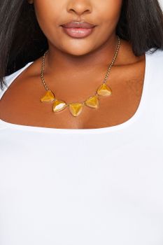 Collar Dorado Con Piedras Ocre