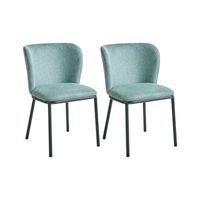 conjunto de 2 sillas de comedor tapizado de tela respaldo redondo verde menta artesia