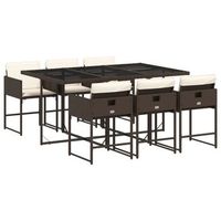 set comedor de jardin 7 piezas  mueble de jardin con cojines ratan sintetico marron