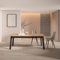mesa comedor efecto madera roble y negro 194x90x75cm