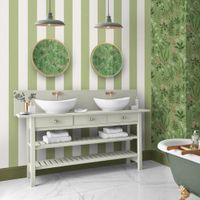papel pintado con rayas blancas y verdes 1005 x 52 cm