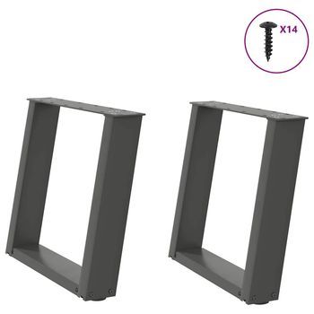 Patas Para Mesa De Centro En Forma De U (2 Unidades), Antracita, 50 X (42-43) Cm, Acero Vidaxl