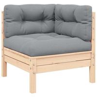 sofa de jardin 2 plazas  sofa de exterior con cojines grises madera maciza pino