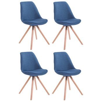 Set De 4 Sillas De Comedor Toulouse En Tela Azul 56x48x84 Cm Clp