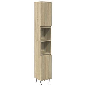 Armario De Baño | Mueble De Baño Madera Contrachapada Roble Sonoma 30x30x190 Cm