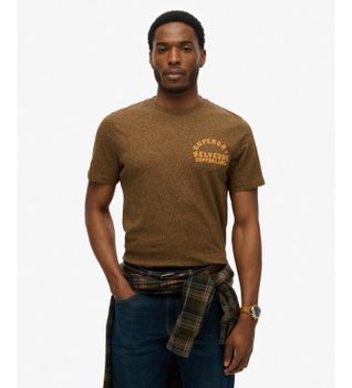 Superdry para hombre. M1012128A Camiseta Copper Label marrón (XL), Casual, Algodón, Manga corta