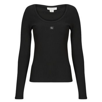 Calvin Klein Jeans Camiseta manga larga LS WOVEN LABEL 2X2 RIB SCOOP NEC para mujer
