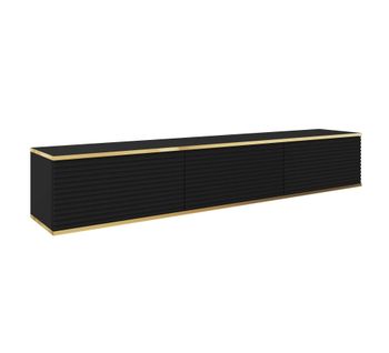 Mueble para TV efecto madera Negro y Dorado