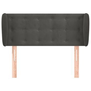 Cabecero Cama Mueble De Dormitorio De Terciopelo Oscuro 103 X 23 X 78/88 Cm Gris M02_0008209