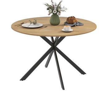 Mesa de comedor redonda para 4 personas con estructura de acero ø120x75 cm roble