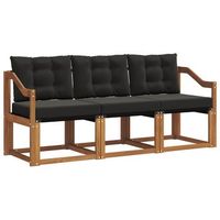 conjunto de sofas de exterior con cojin 3 piezas  mueble de jardin natural y negro