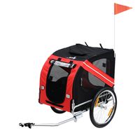 pawhut remolque plegable para bicicleta de mascotas 8 reflectores bandera barra de remolque incluida acero poliester impermeable max 30 kg 130x73x90 cm rojo   aosom espana