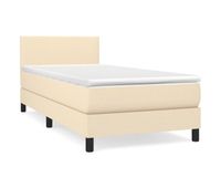 cama box spring con colchon tela color crema 100x200 cm diseno plano