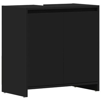Armario De Baño | Mueble Baño Madera Contrachapada Negro 60x33x61 Cm