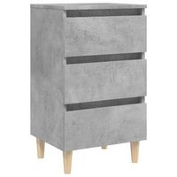 mesita de noche  mesa auxiliar  mesilla patas madera maciza gris hormigon 40x35x69 cm
