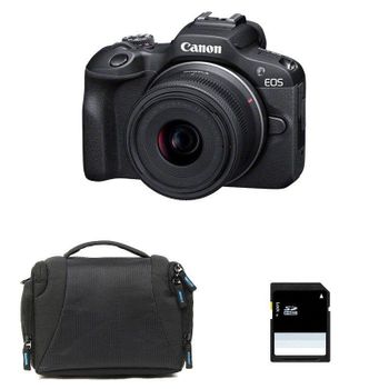 Cámara Mirrorless Canon EOS R100 24,1MP 4K UHD BT Wi-Fi IS STM 18-45mm + Bolsa + SD