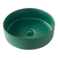 lavabo sobre encimera de ceramica bano redondo  37 cm verde mate gudar