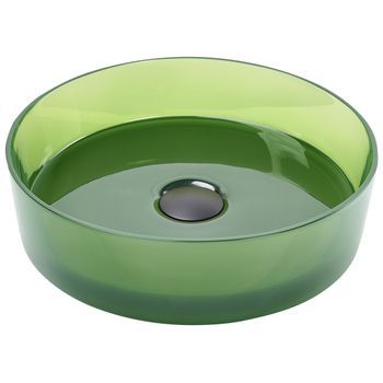 Lavabo Sobre Encimera De Baño Redondo Solid Surface Transparente 36 Cm Verde Tolosa
