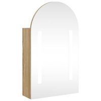 mueble de bano con espejo arqueado y luz led roble 42x13x70 cm vidaxl