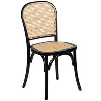 silla madera haya negra con asie nto y espaldar de ratan