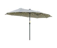 outsunny sombrilla doble con 48 luces led 45x27 m sombrilla terraza exterior con manivela manual resistente al agua y proteccion solar parasol para jardin terraza patio y piscina gris claro